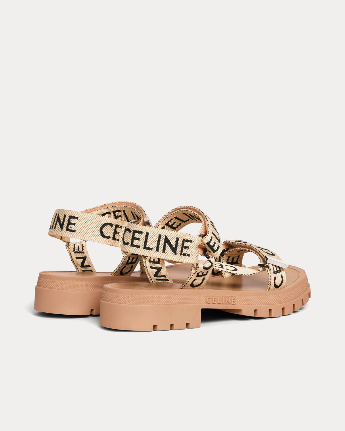 Celine Leo Strappy 'Celine' Jacquard Sand / Black Sandals - 3