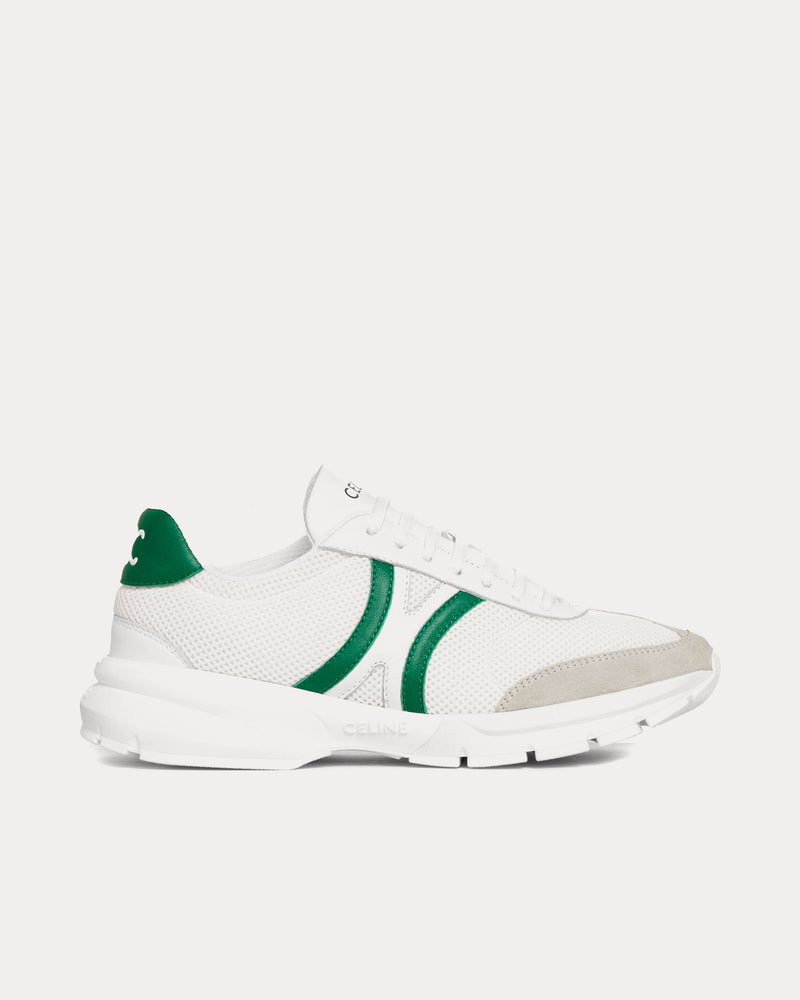 Celine CR-01 Runner Mesh, Calfskin & Suede Optic White / Green / Grey Low Top Sneakers - 1