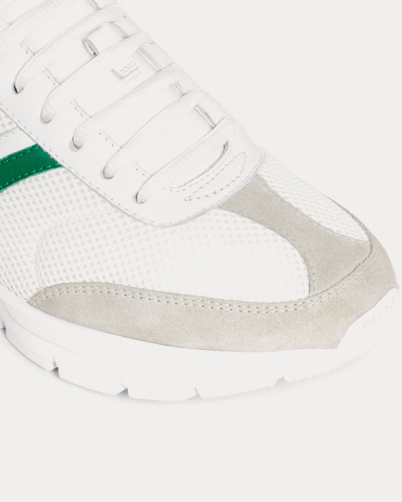 Celine CR-01 Runner Mesh, Calfskin & Suede Optic White / Green / Grey Low Top Sneakers - 4