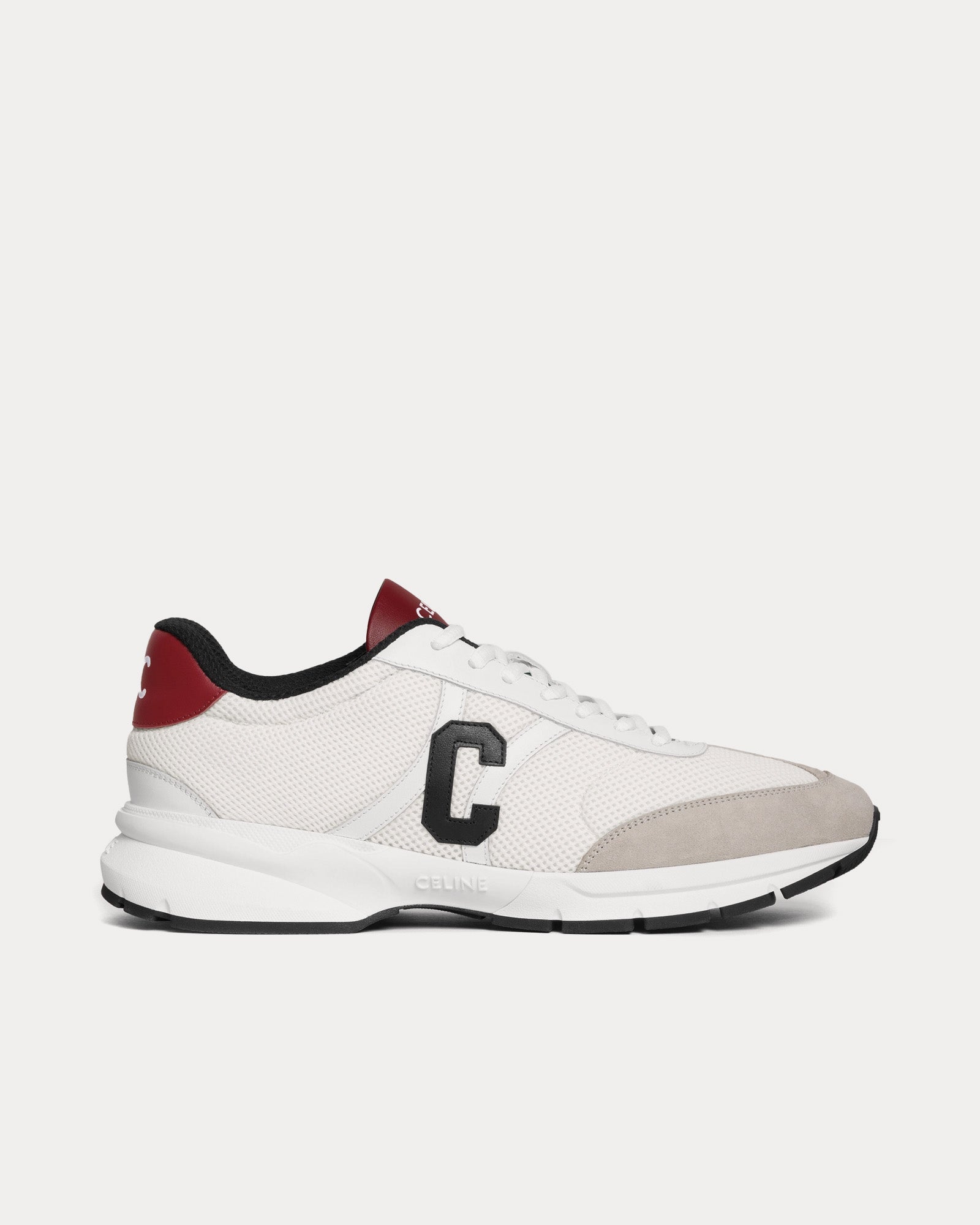 Celine CR-02 Runner Mesh, Calfskin & Suede Grey / Optic White / Black / Burgundy Low Top Sneakers - 1