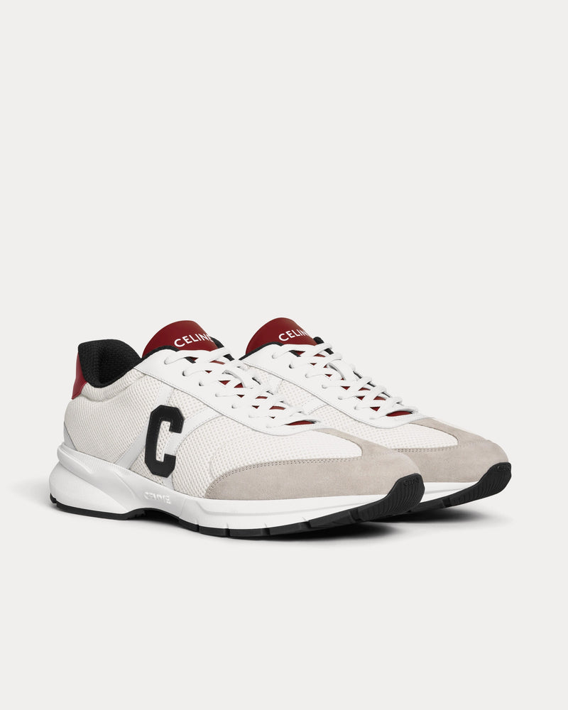 Celine CR-02 Runner Mesh, Calfskin & Suede Grey / Optic White / Black / Burgundy Low Top Sneakers - 2