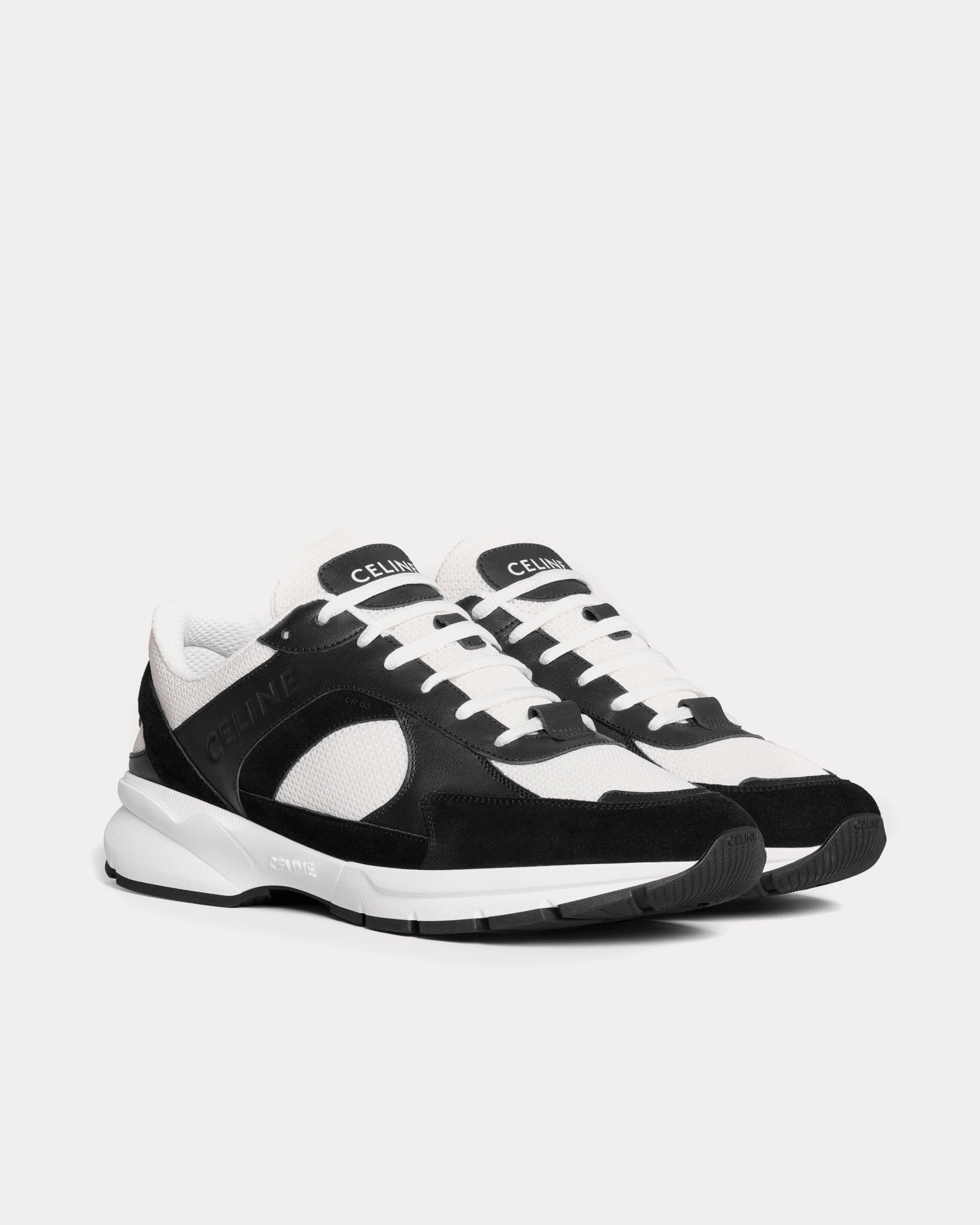 Celine CR-03 Runner Mesh, Suede & Calfskin Black / Optic White Low Top Sneakers - 2