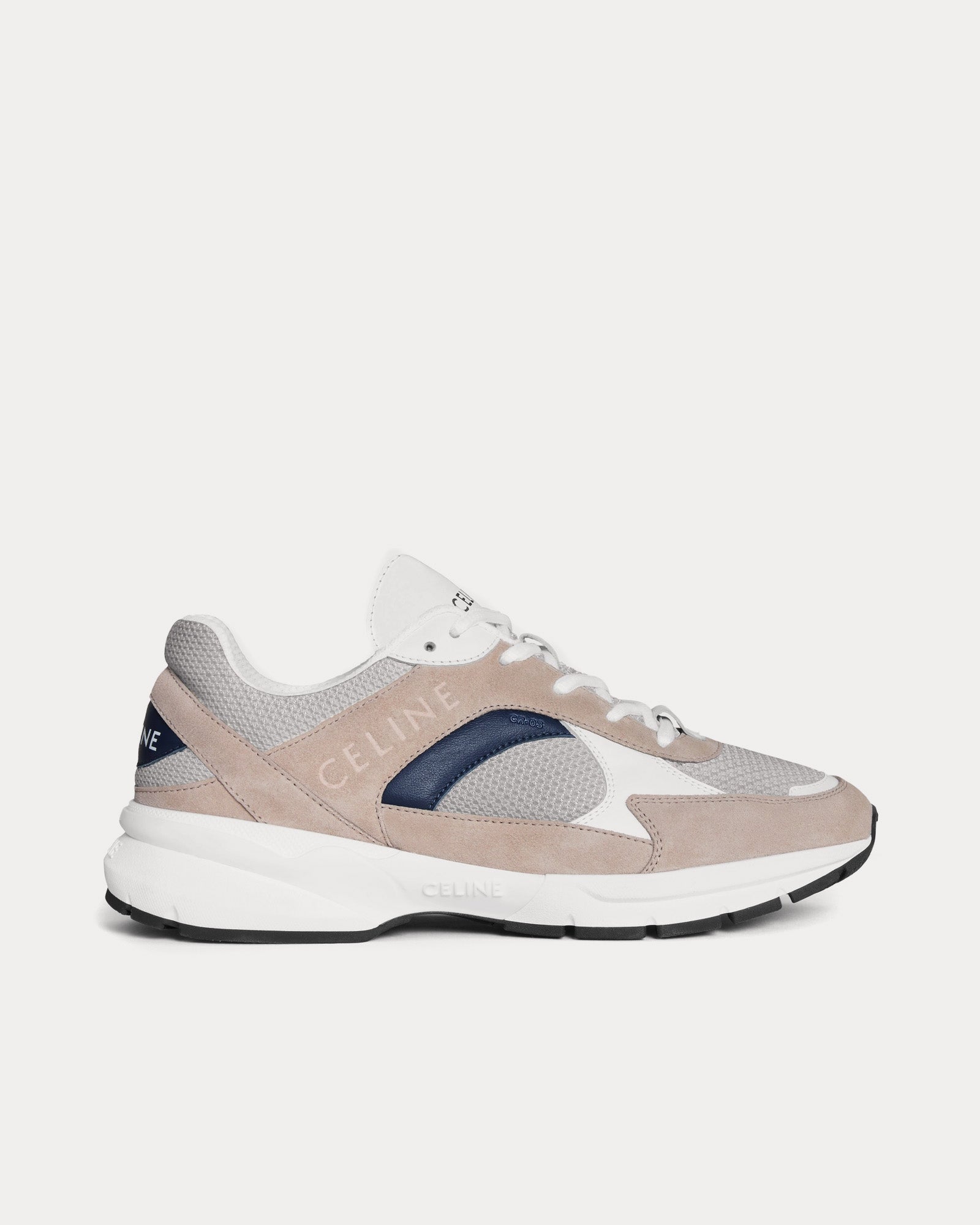 Celine CR-03 Runner Mesh, Suede & Calfskin Optic White / Beige / Navy Low Top Sneakers - 1