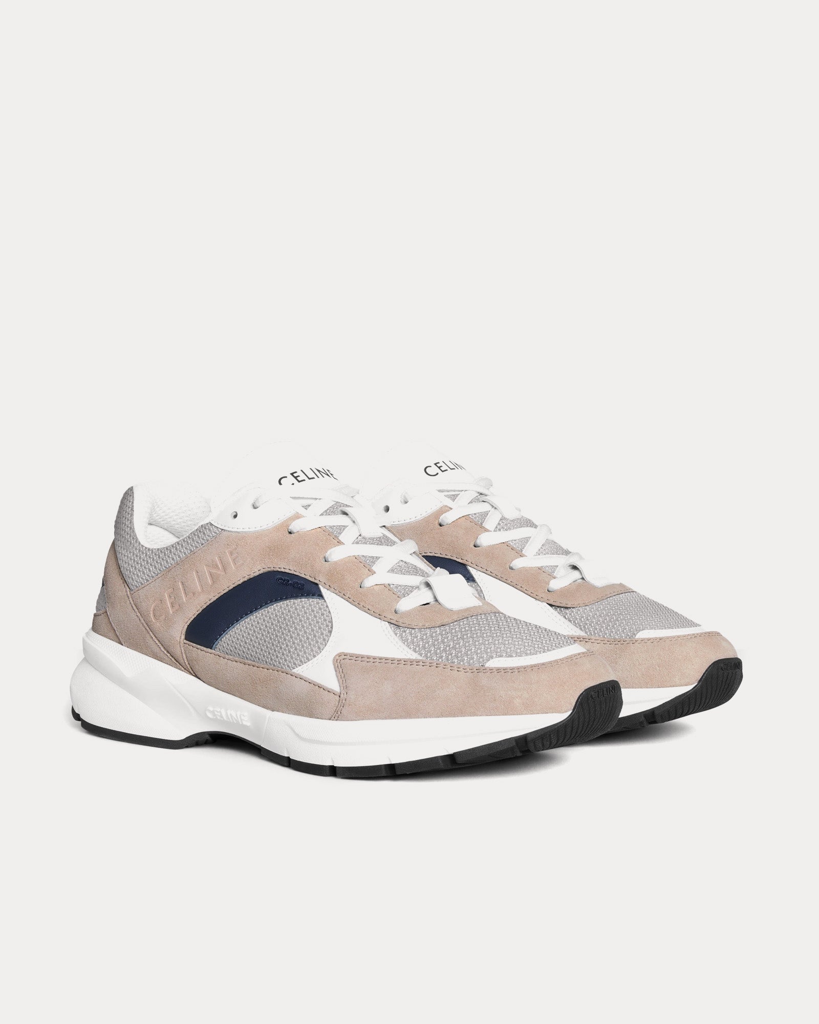 Celine CR-03 Runner Mesh, Suede & Calfskin Optic White / Beige / Navy Low Top Sneakers - 2