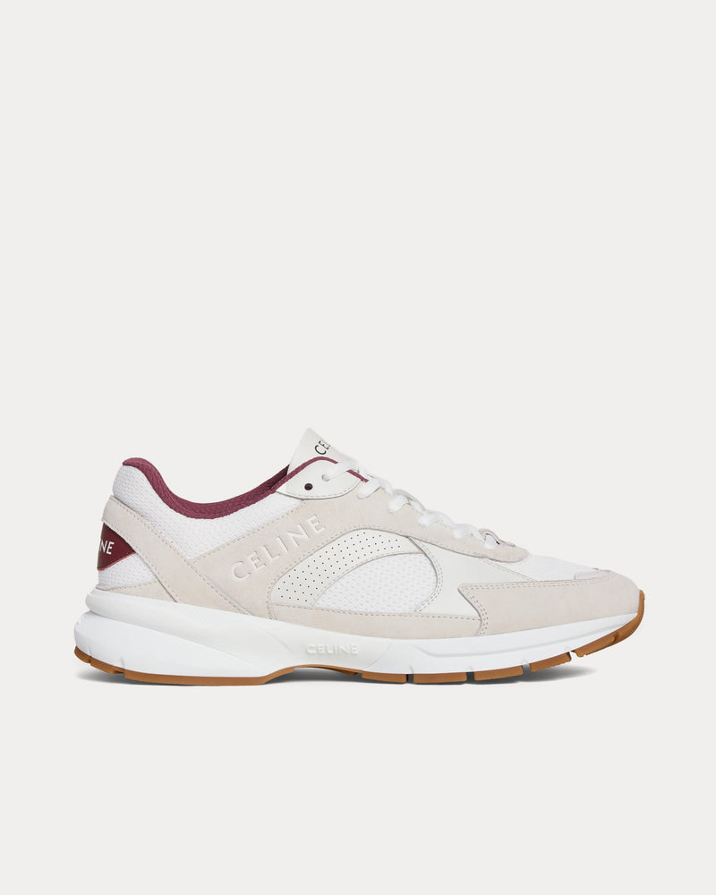 Celine CR-03 Runner Mesh, Suede & Calfskin Optic White / Beige / Burgundy Low Top Sneakers - 1