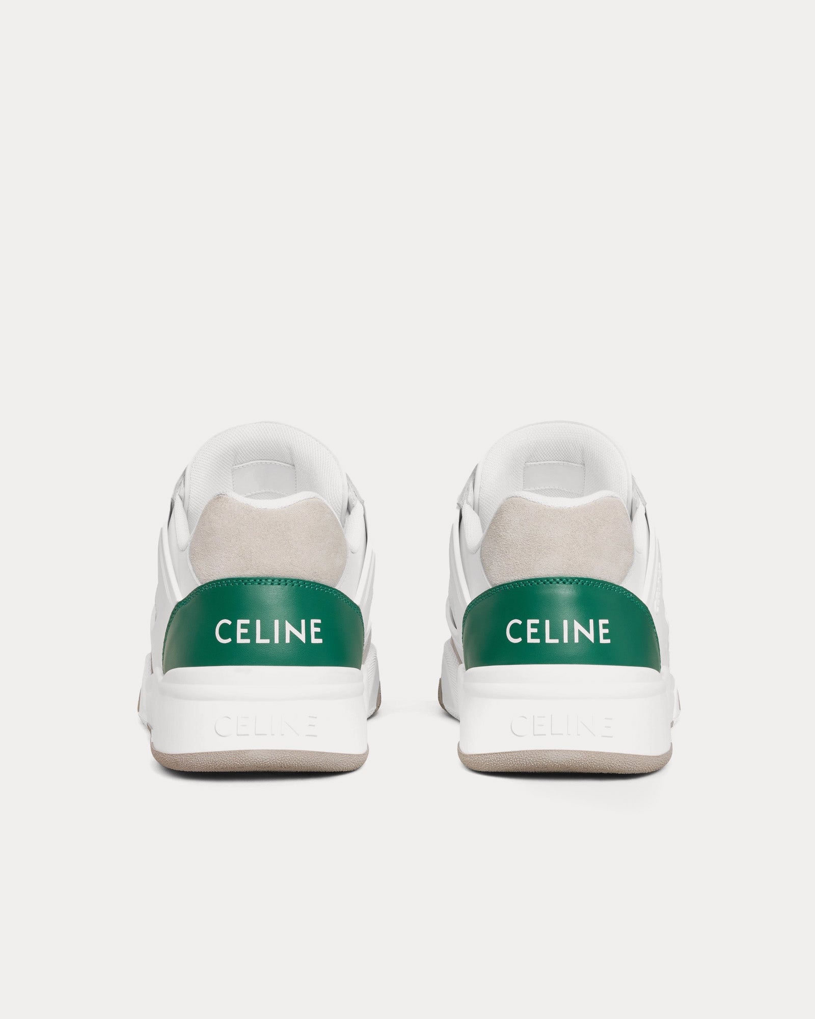 Celine CT-07 Calfskin Leather Grey / Optic White / Green Low Top Sneakers - 3