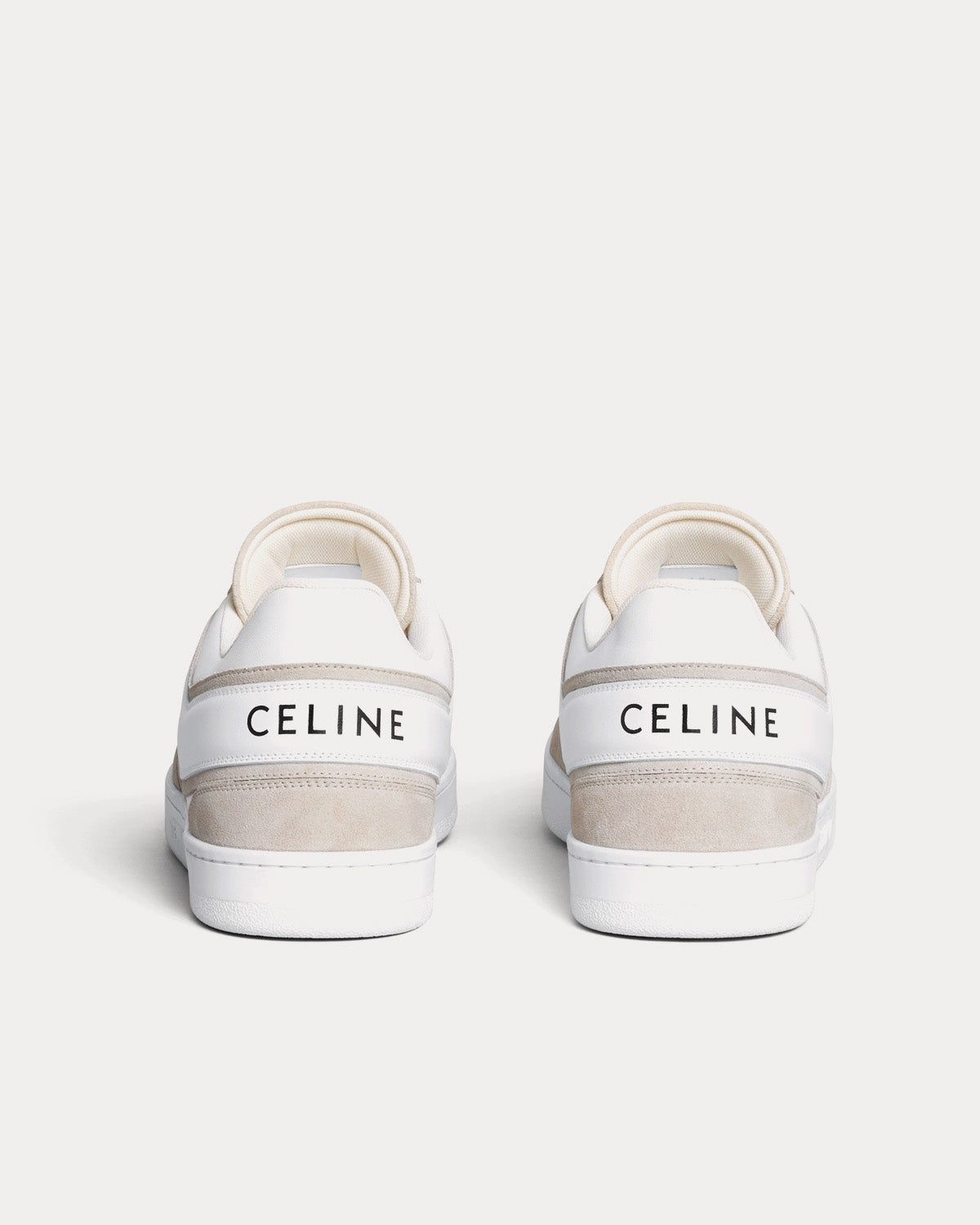 Celine Lace-Up Suede & Calfskin Leather Light Beige / Optic White Low Top Sneakers - 3