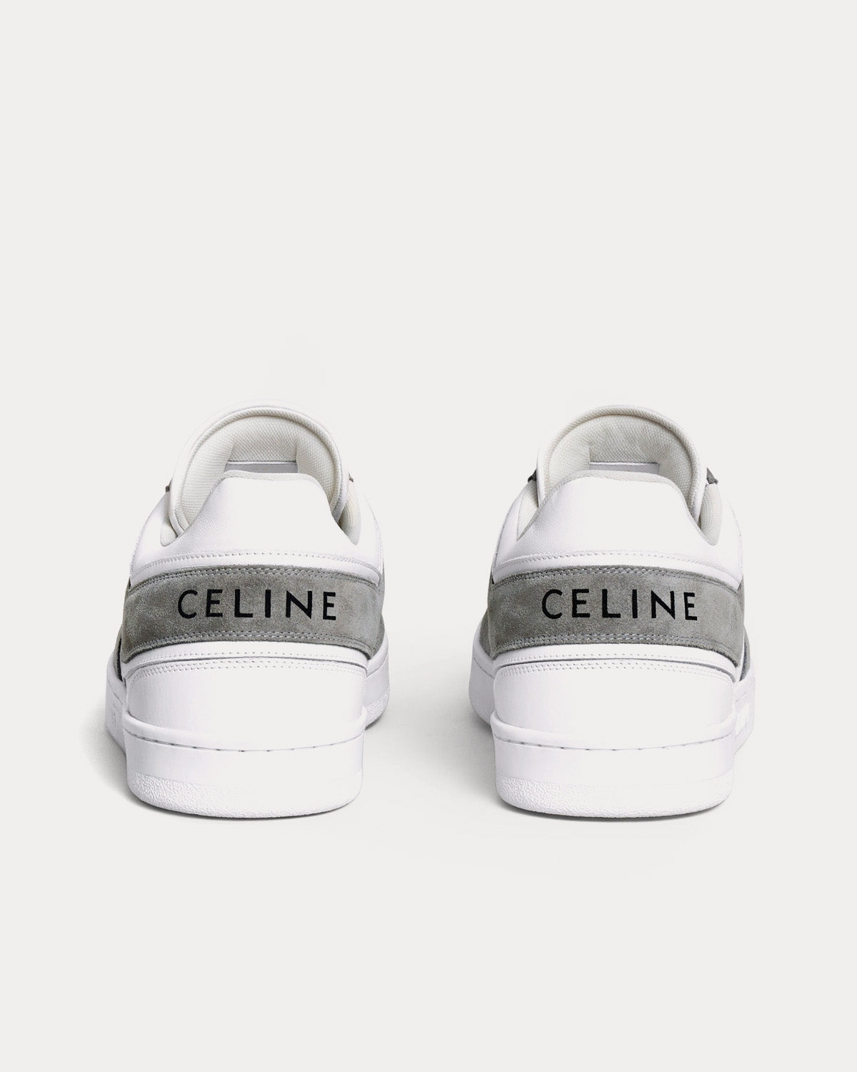 Celine Lace-Up Suede & Calfskin Leather Grey / Optic White Low Top Sneakers - 3