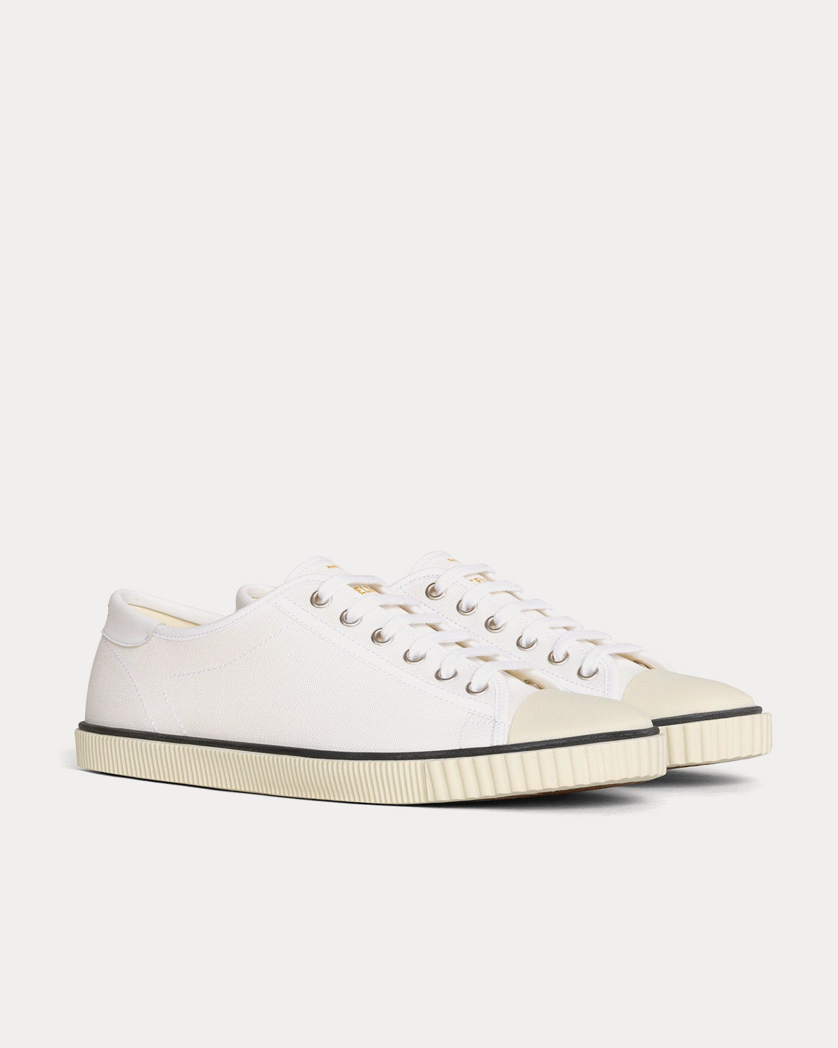 Celine Blank Toe Cap Canvas & Calfskin Off White Low Top Sneakers - 2