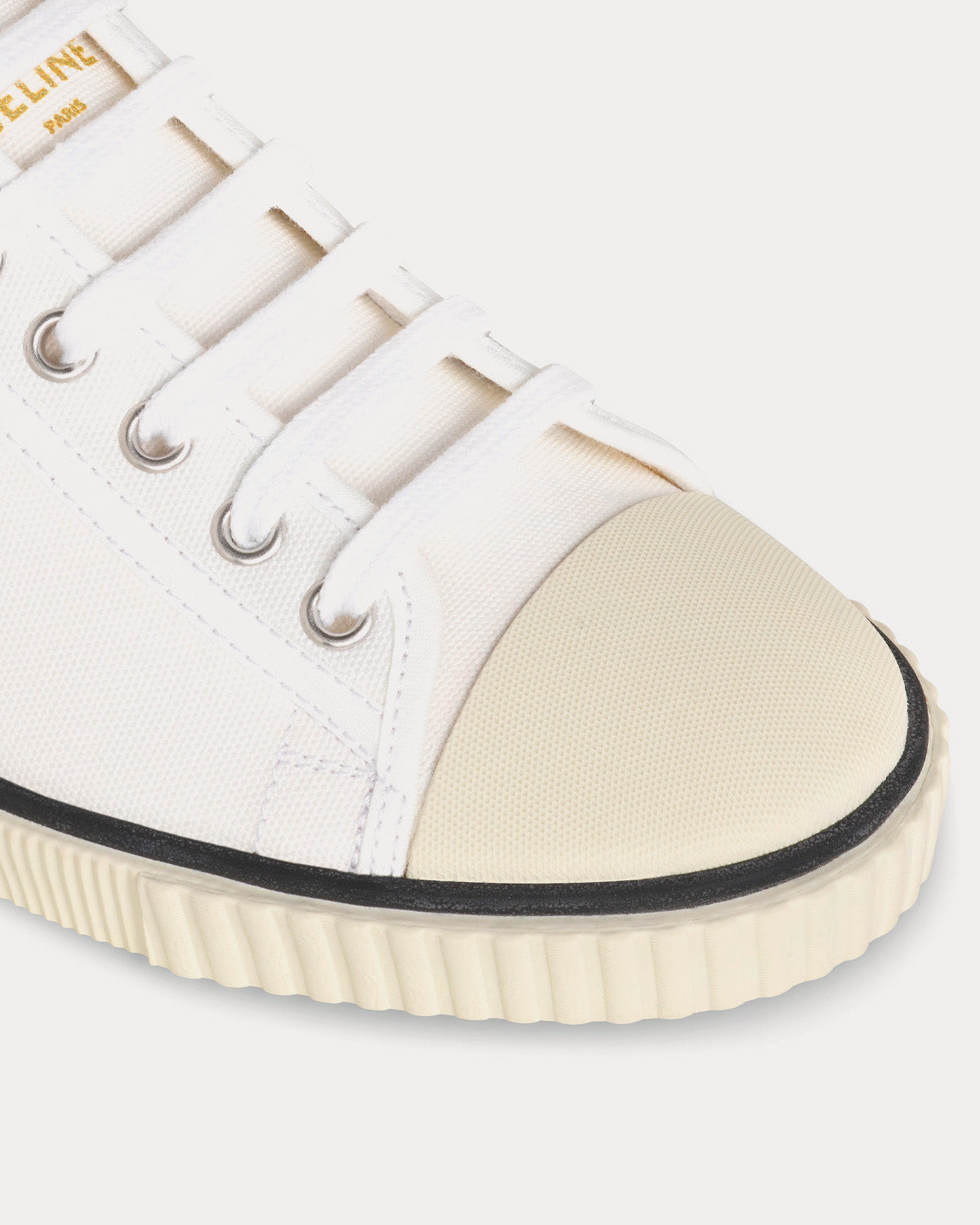 Celine Blank Toe Cap Canvas & Calfskin Off White Low Top Sneakers - 4