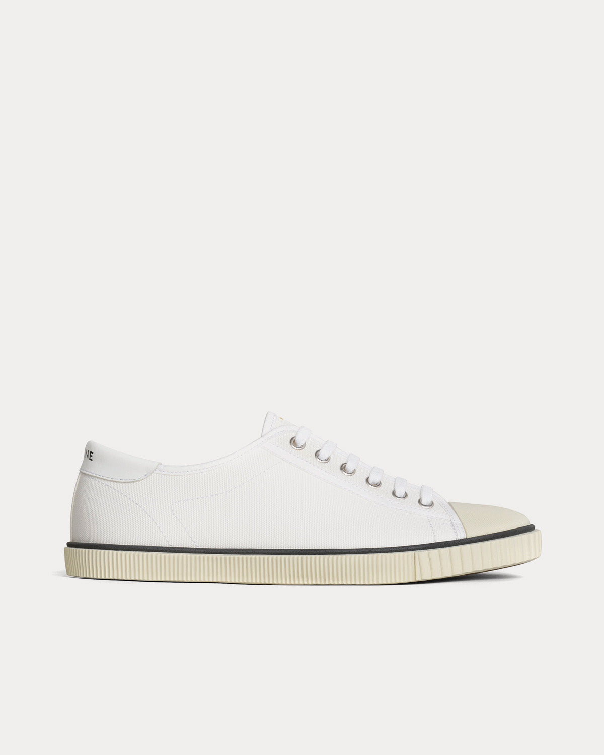 Celine Blank Toe Cap Canvas & Calfskin Off White Low Top Sneakers - 1