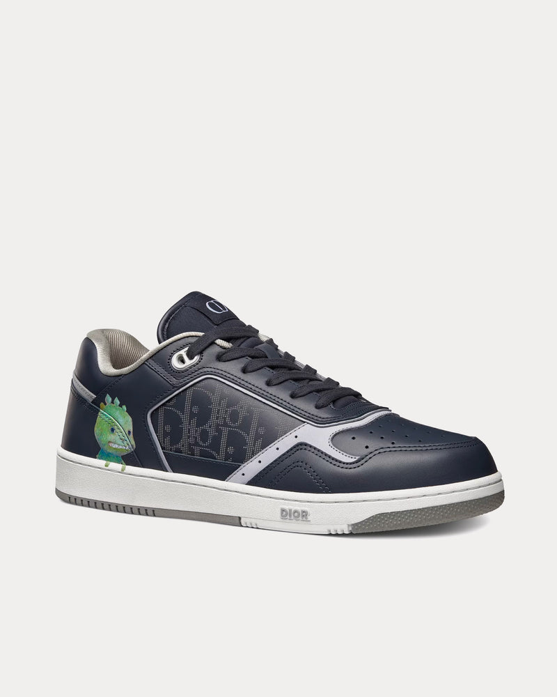 Dior x Otani Workshop B27 Smooth Calfskin & Dior Oblique Galaxy Leather with Motif Blue Low Top Sneakers - 3