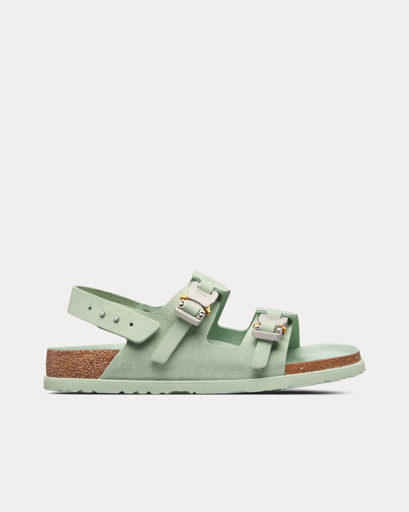 Dior x Birkenstock Milano Pastel Green Nubuck Calfskin Sandals - 1