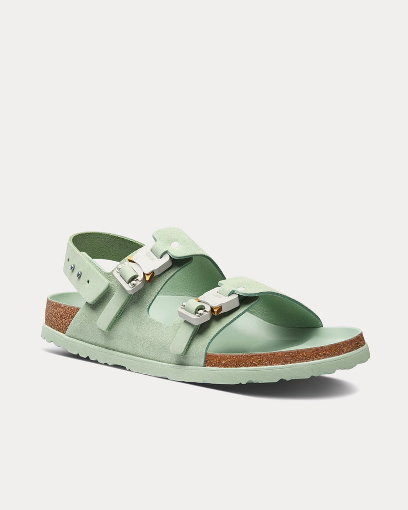 Dior x Birkenstock Milano Pastel Green Nubuck Calfskin Sandals - 3