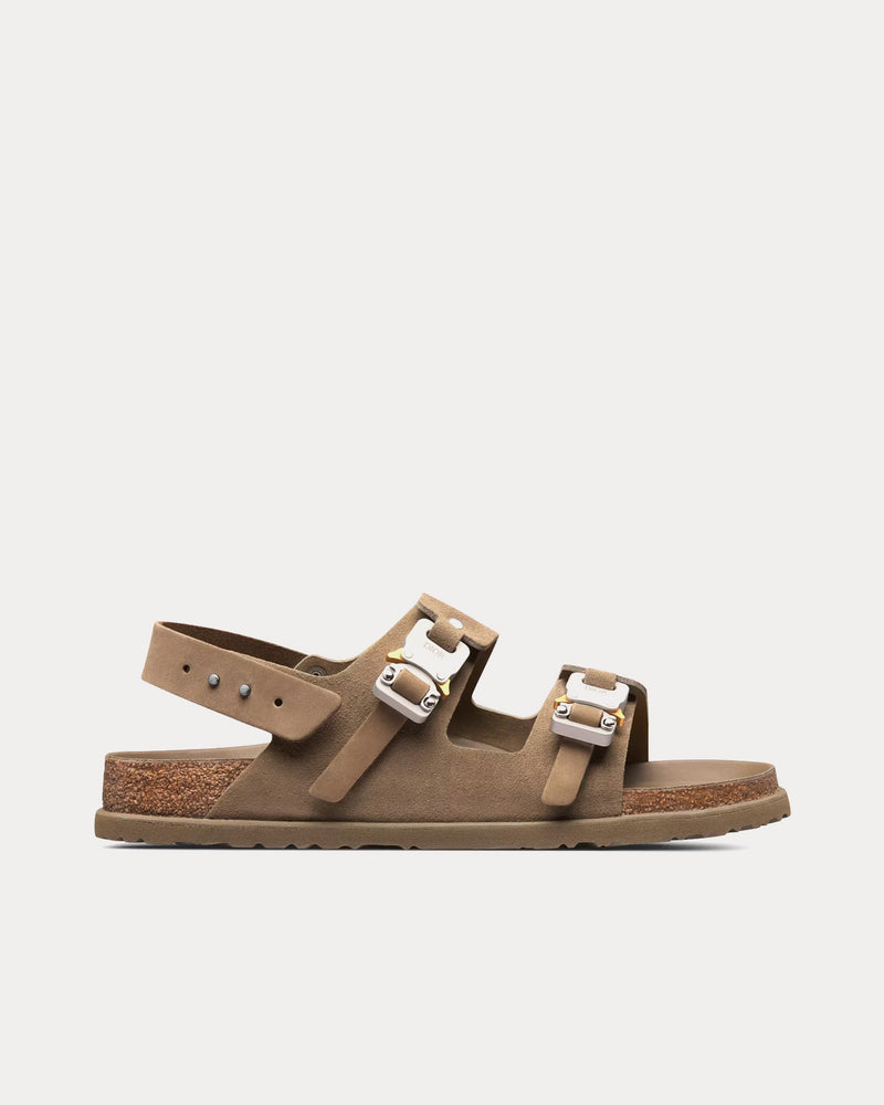 Dior x Birkenstock Milano Khaki Nubuck Calfskin Sandals - 1