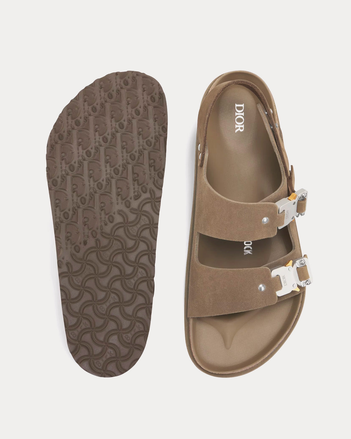 Dior x Birkenstock Milano Khaki Nubuck Calfskin Sandals - Sneak in 