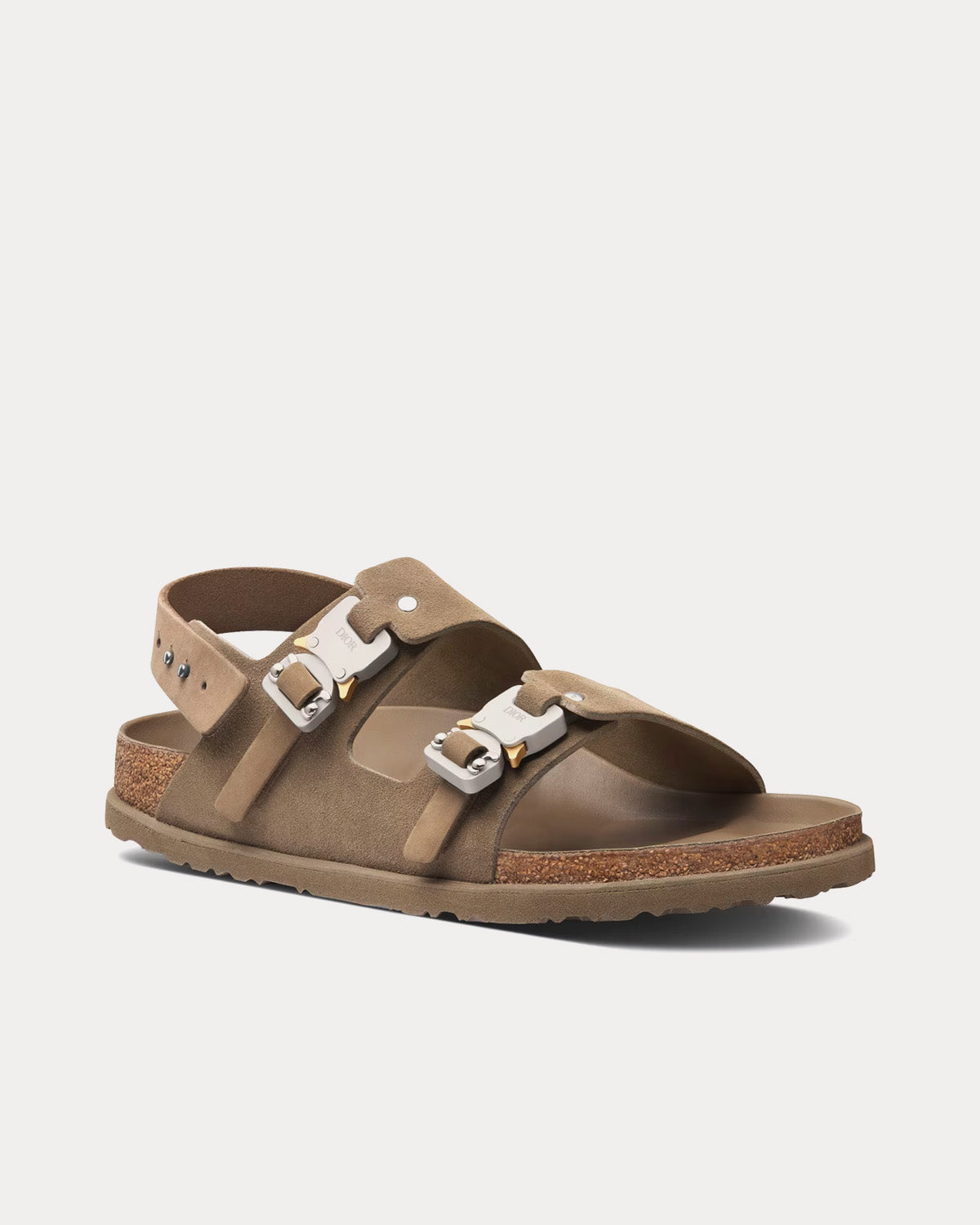 Dior x Birkenstock Milano Khaki Nubuck Calfskin Sandals - 3