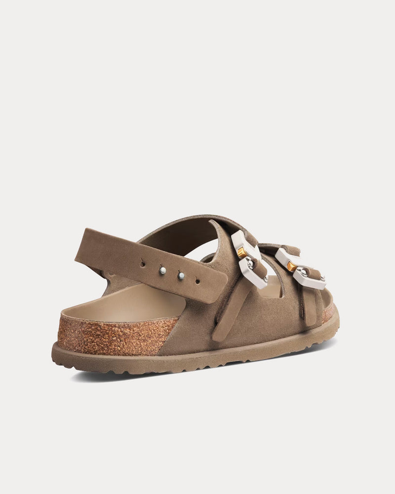 Dior x Birkenstock Milano Khaki Nubuck Calfskin Sandals - 4