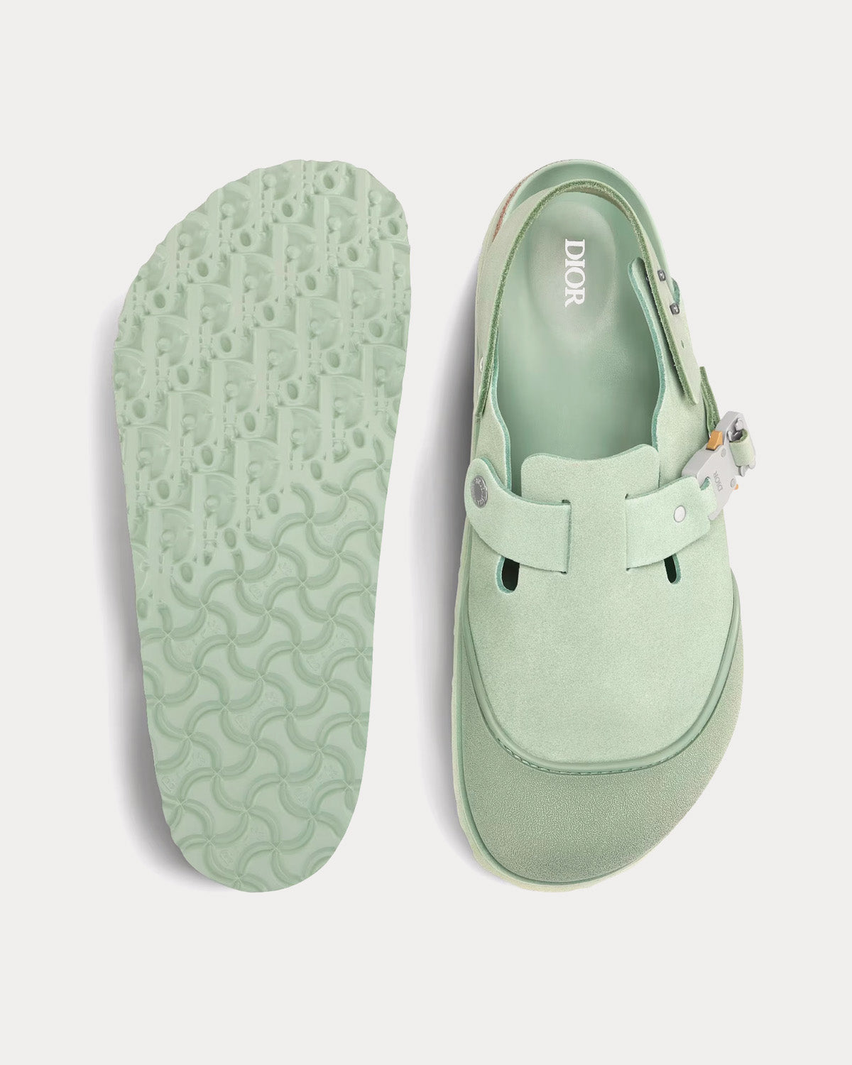 Dior x Birkenstock Tokio Mule Pastel Green Nubuck Calfskin Slip Ons - 2