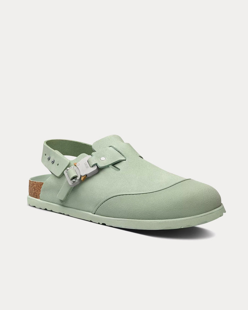 Dior x Birkenstock Tokio Mule Pastel Green Nubuck Calfskin Slip Ons - 3