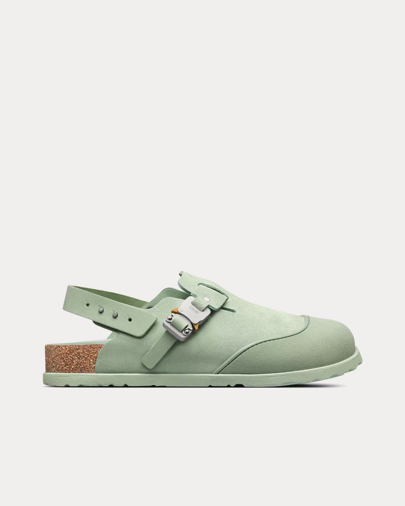 Dior x Birkenstock Tokio Mule Pastel Green Nubuck Calfskin Slip Ons - 1