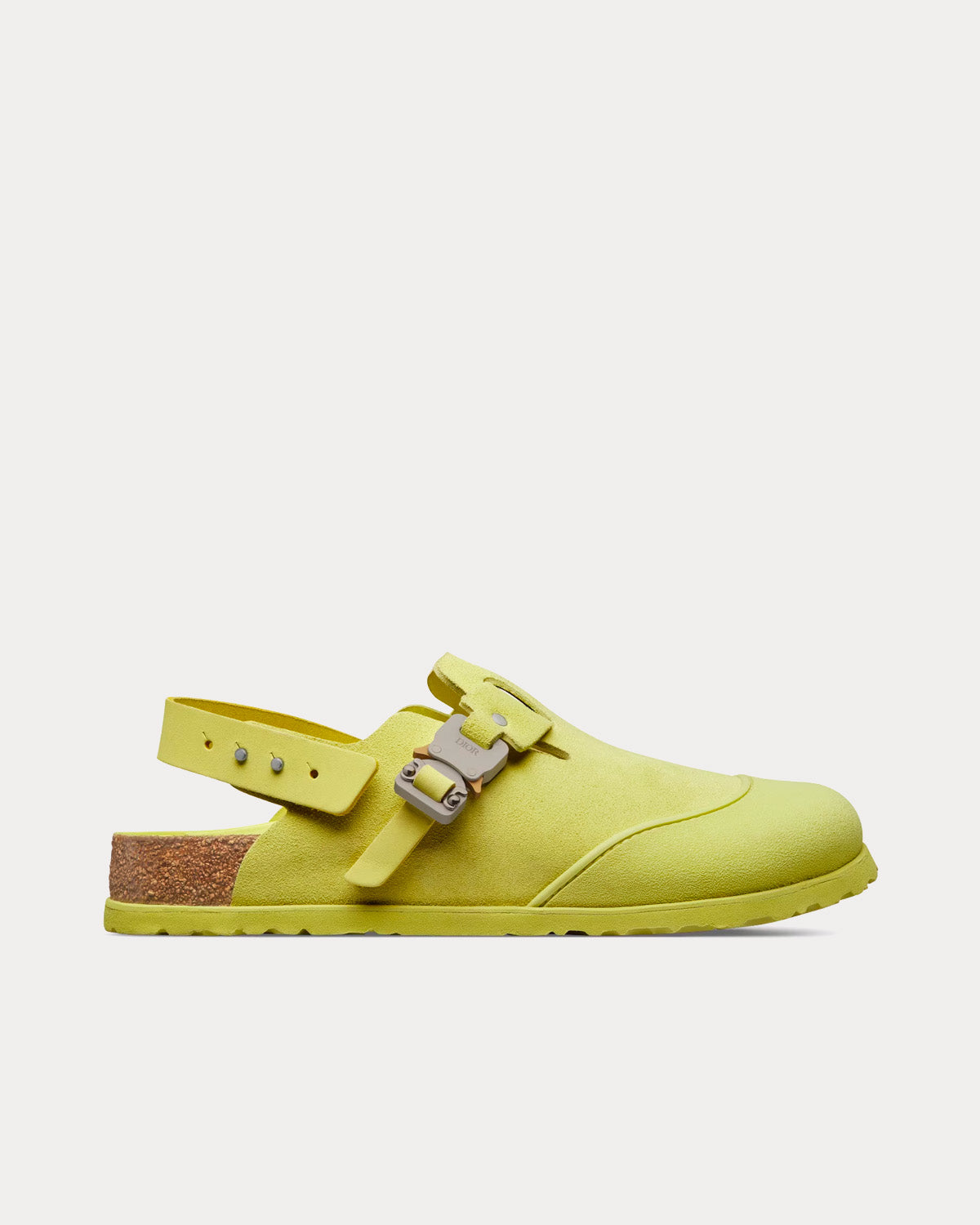 Dior x Birkenstock Tokio Mule Pastel Yellow Nubuck Calfskin Slip Ons - 1