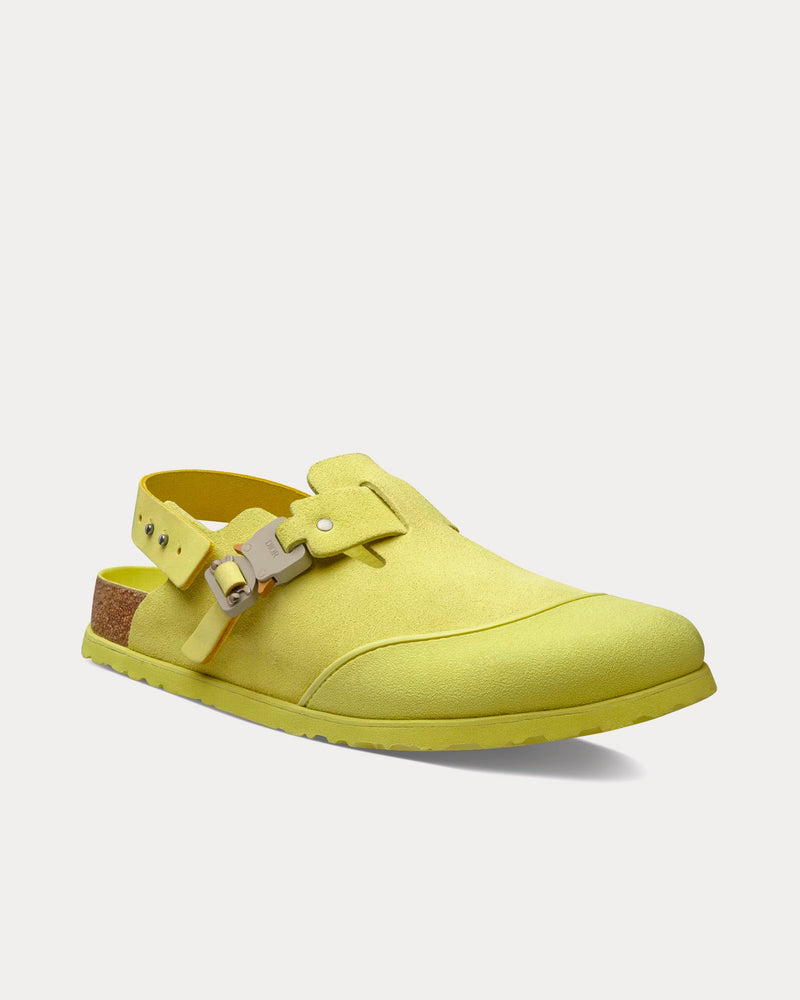 Dior x Birkenstock Tokio Mule Pastel Yellow Nubuck Calfskin Slip Ons - 2