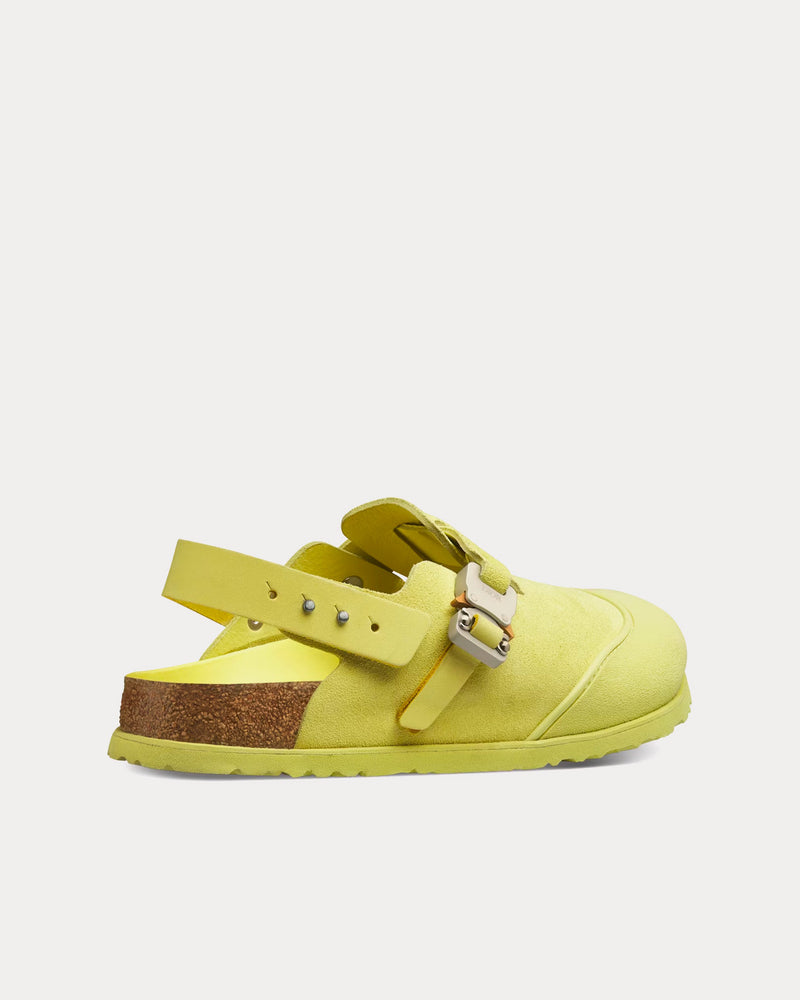 Dior x Birkenstock Tokio Mule Pastel Yellow Nubuck Calfskin Slip Ons - 3