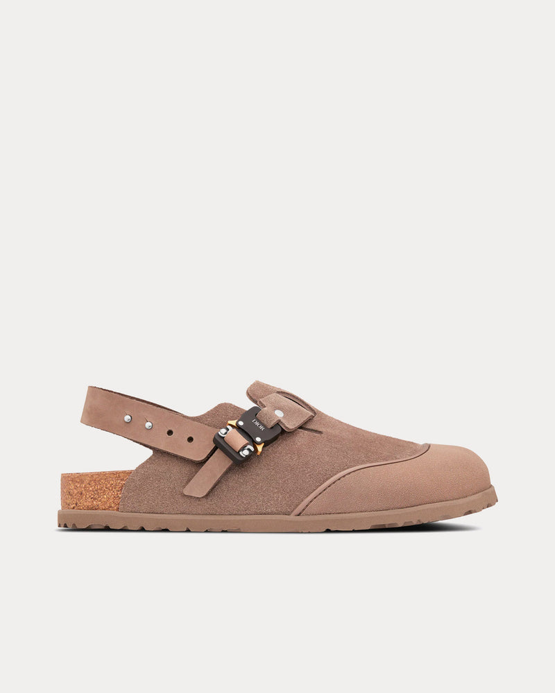 Dior x Birkenstock Tokio Mule Brown Nubuck Calfskin Slip Ons - 1