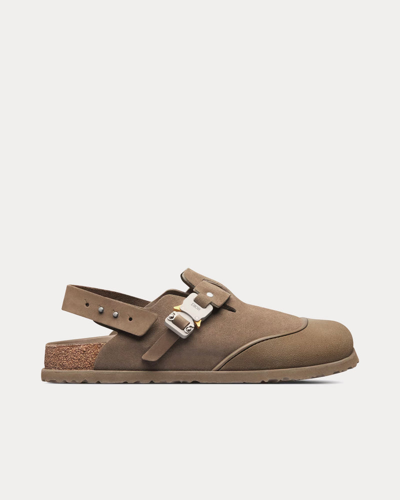 Dior x Birkenstock Tokio Mule Khaki Nubuck Calfskin Slip Ons - 1