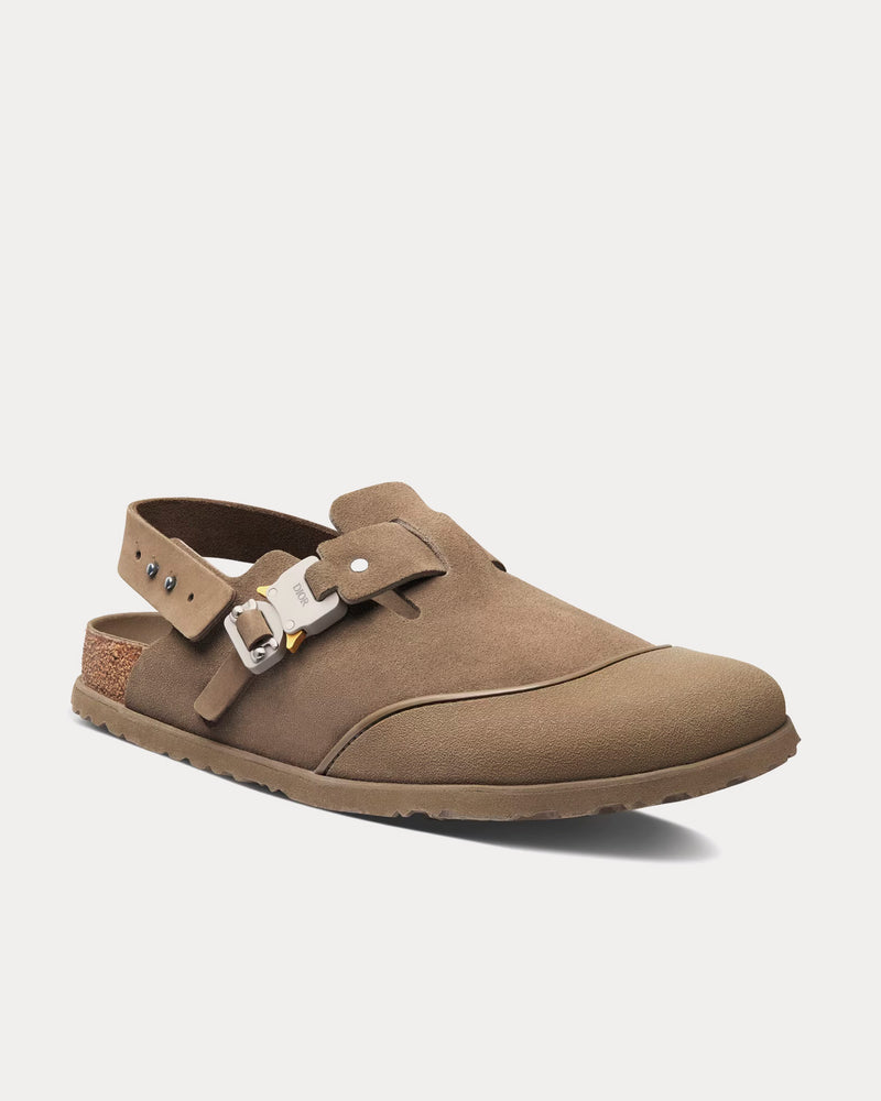 Dior x Birkenstock Tokio Mule Khaki Nubuck Calfskin Slip Ons - 3