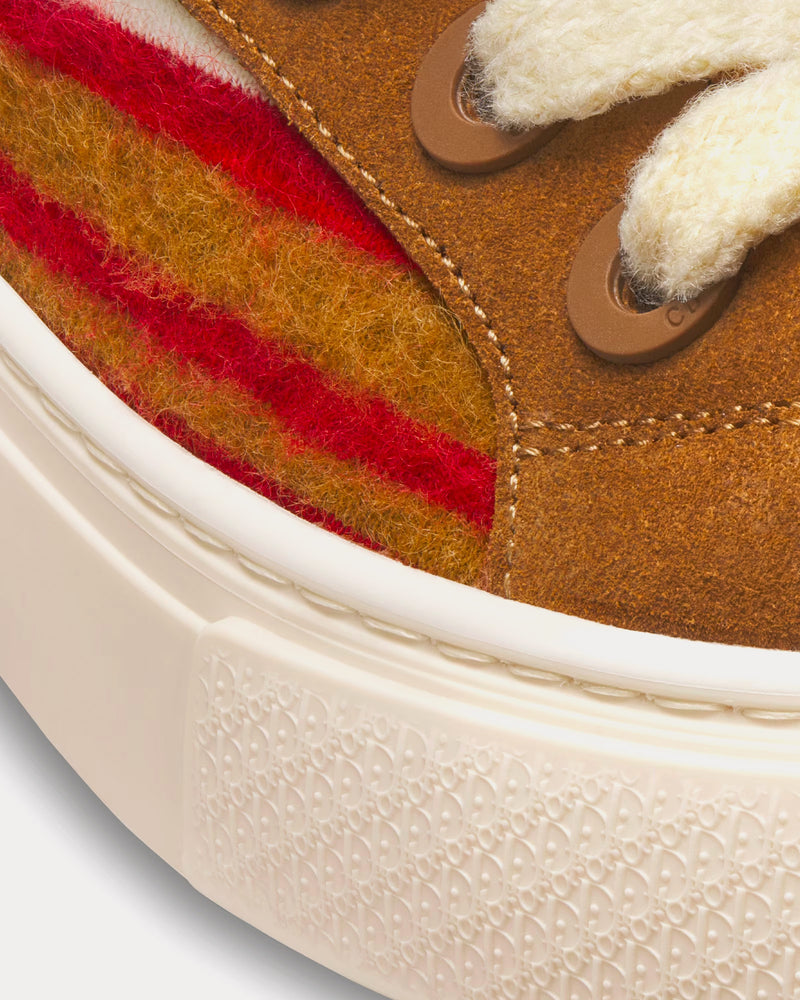 Dior x Denim Tears Dior Tears B33 Limited Edition Red Multicolor Mohair and Brown Suede Low Top Sneakers - 5