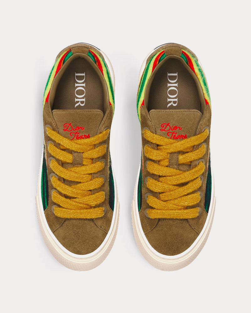 Dior x Denim Tears Dior Tears B33 Limited Edition Yellow Multicolor Mohair and Brown Suede Low Top Sneakers - 2