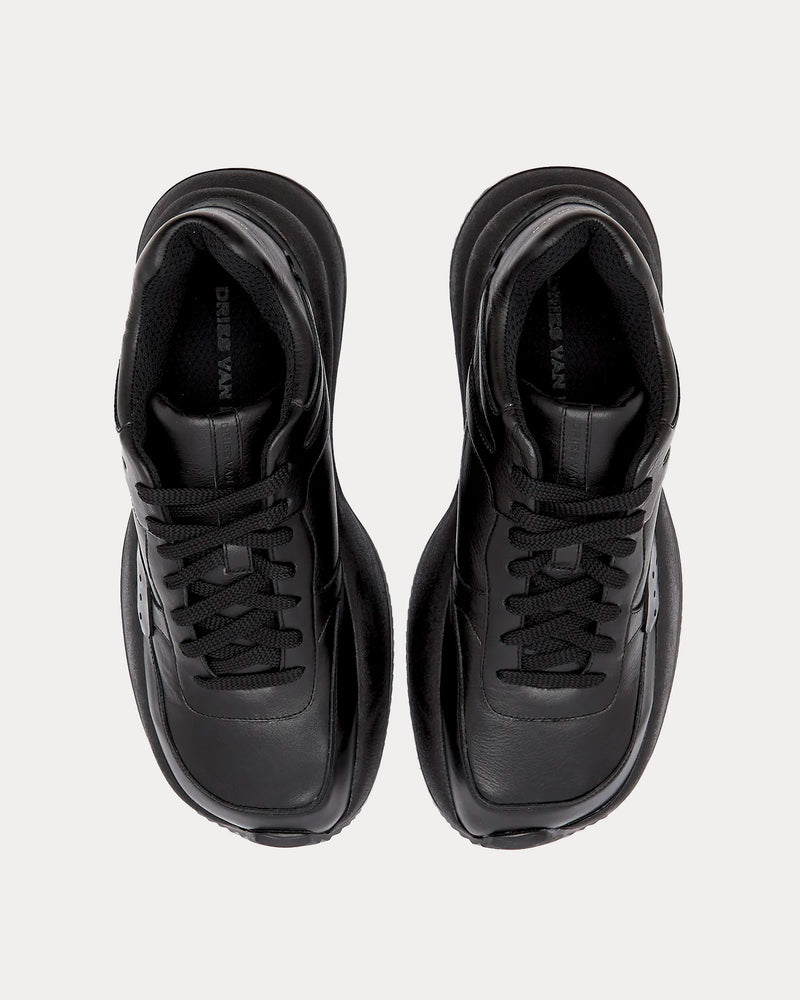 Dries Van Noten Oversized Leather Black Low Top Sneakers - 2