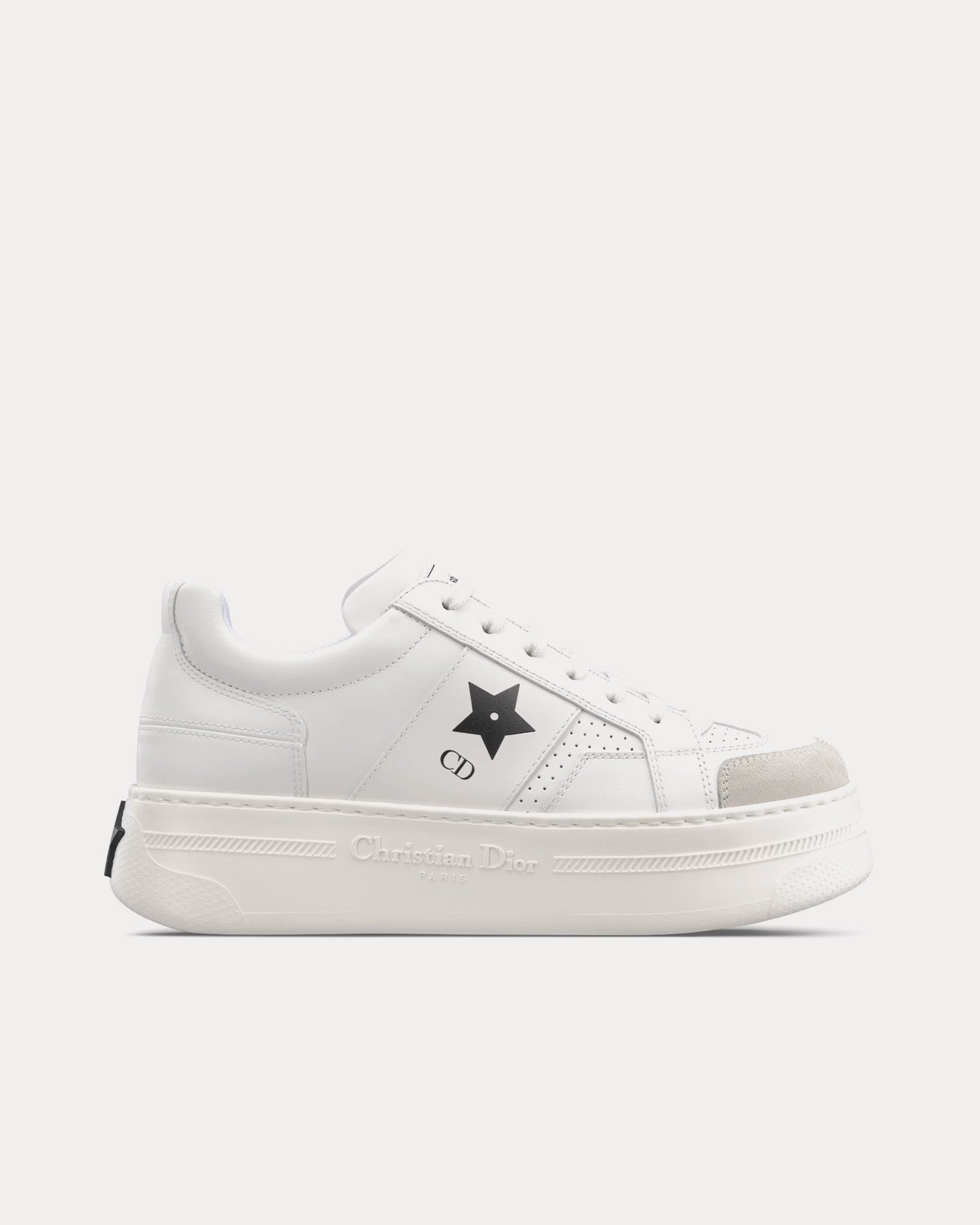 Dior Dior Star Platform Calfskin & Suede White / Black Low Top Sneakers - 1