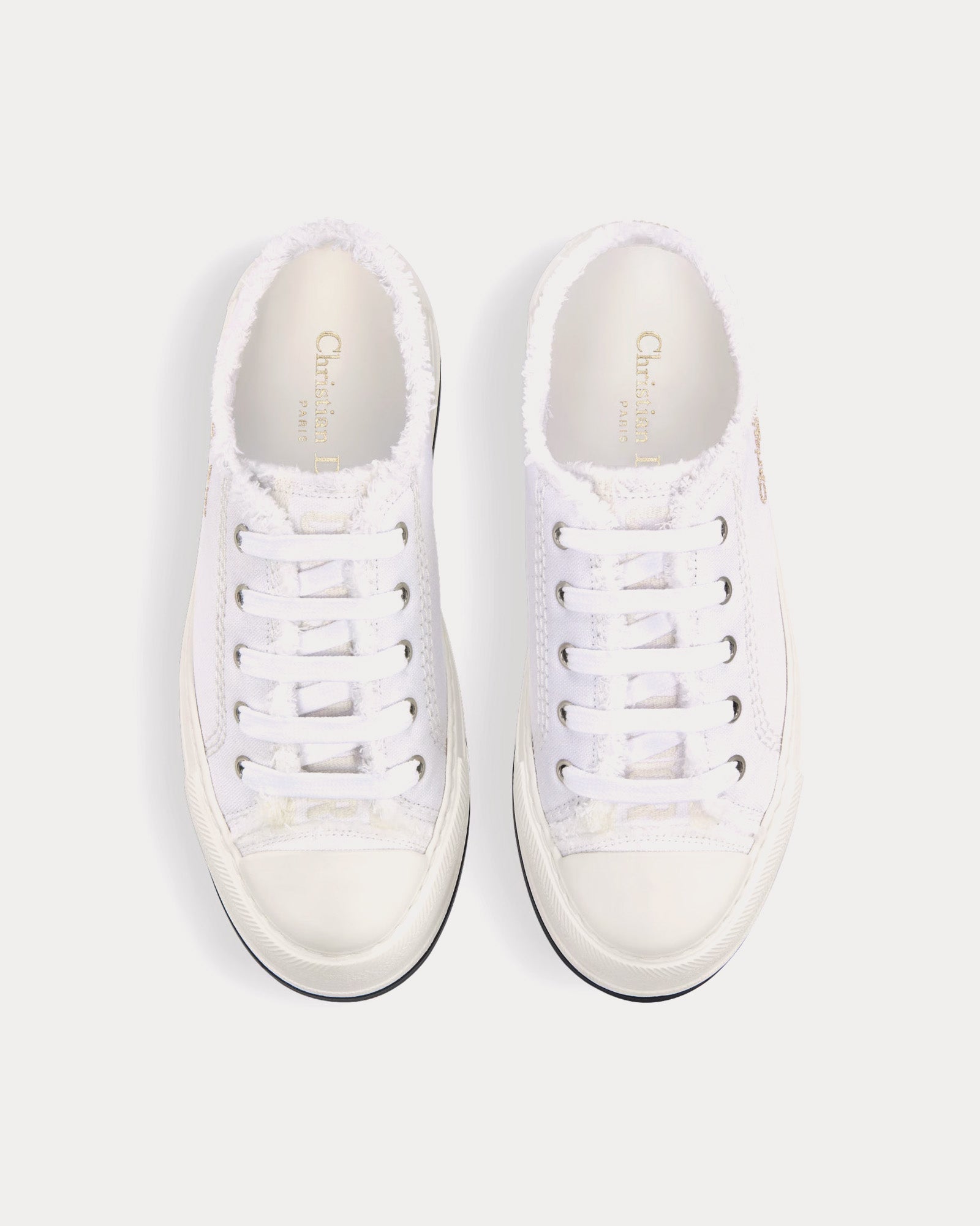 Dior Dioriviera Walk'n'Dior Platform White Fringed and Embroidered Cotton Canvas Low Top Sneakers - 2