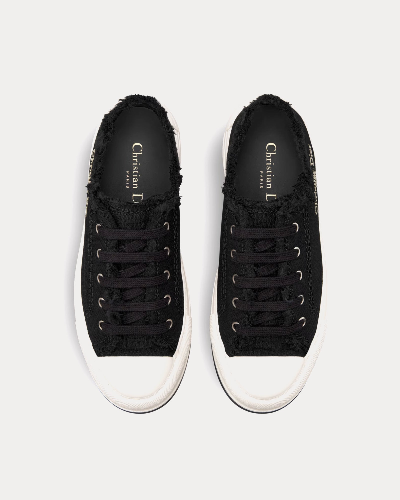 Dior Dioriviera Walk'n'Dior Platform Black Fringed and Embroidered Cotton Canvas Low Top Sneakers - 2