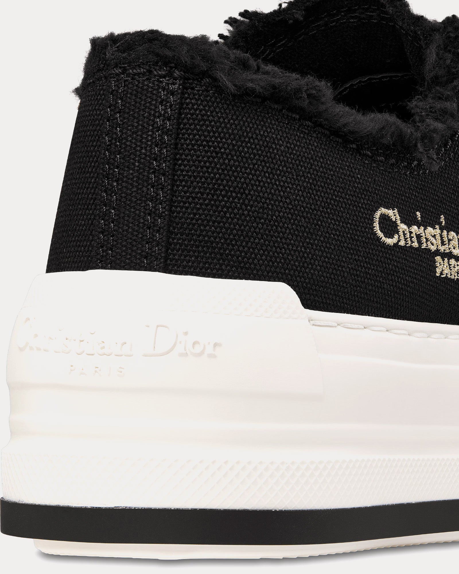 Dior Dioriviera Walk'n'Dior Platform Black Fringed and Embroidered Cotton Canvas Low Top Sneakers - 3