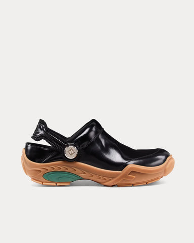 Fendi Lab Leather Black Clogs