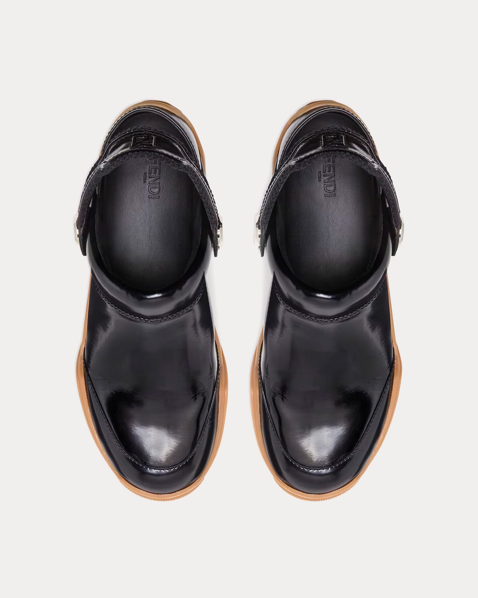 Fendi Lab Leather Black Clogs - 2