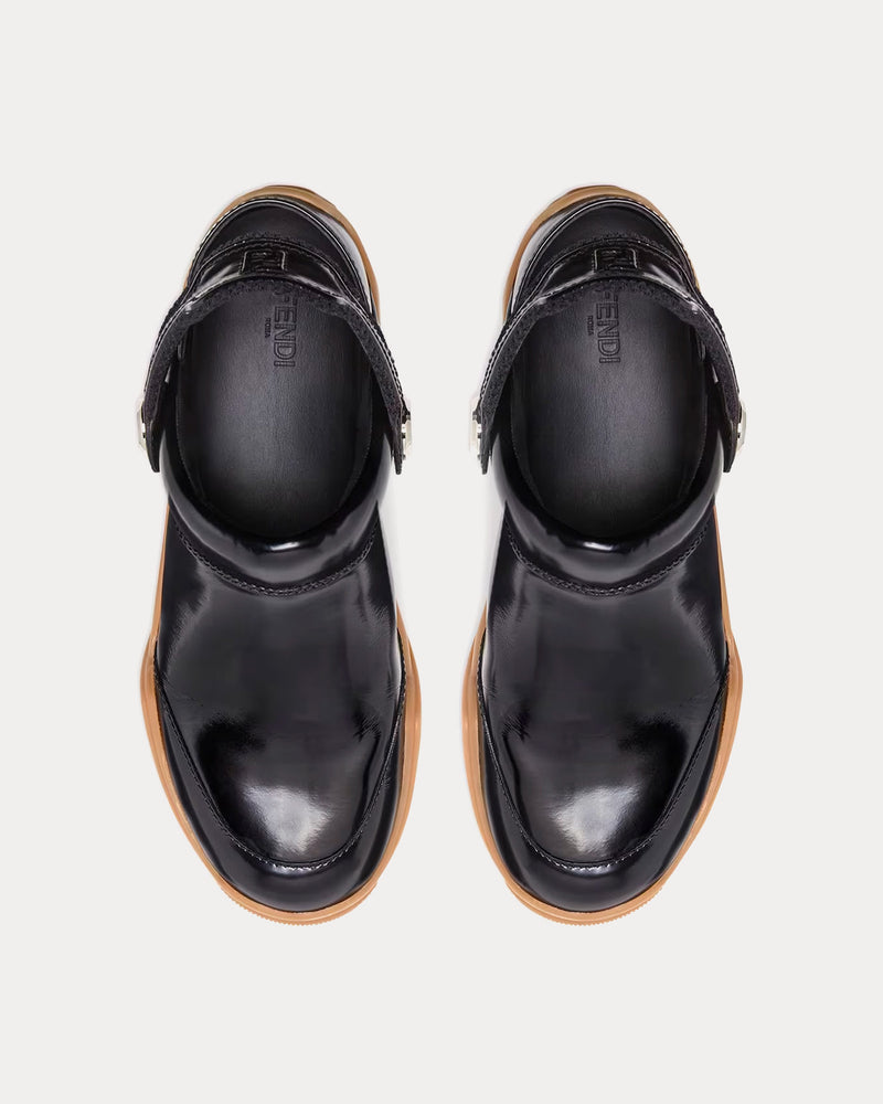 Fendi Lab Leather Black Clogs - 2