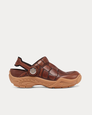 Fendi Lab Leather Brown Clogs