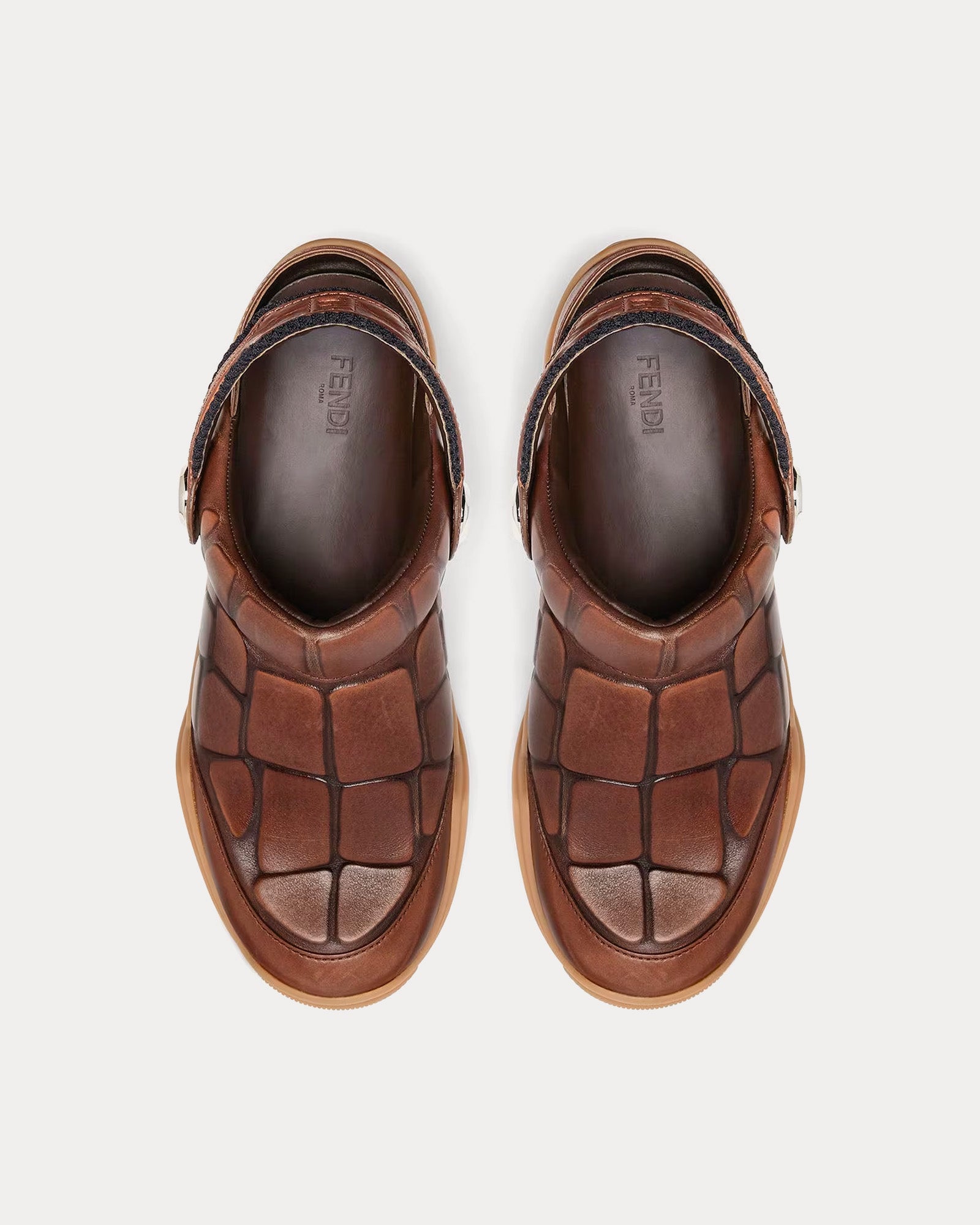 Fendi Lab Leather Brown Clogs - 2