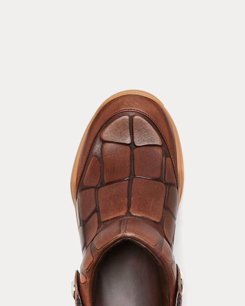 Fendi Lab Leather Brown Clogs - 4