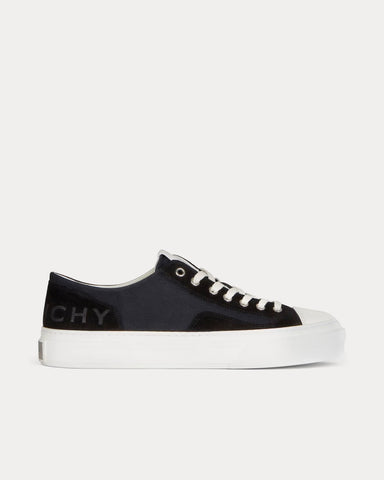 Givenchy City Canvas & Suede Black Low Top Sneakers