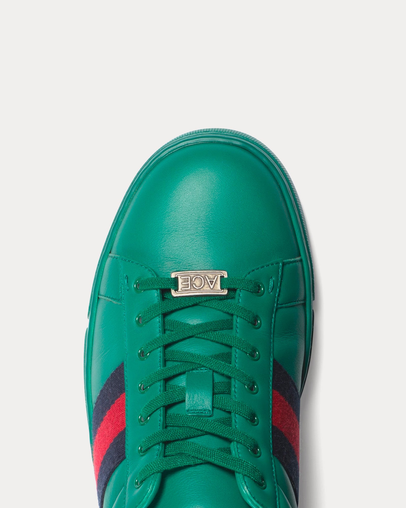 Gucci Ace with Web Leather Green Low Top Sneakers - 4