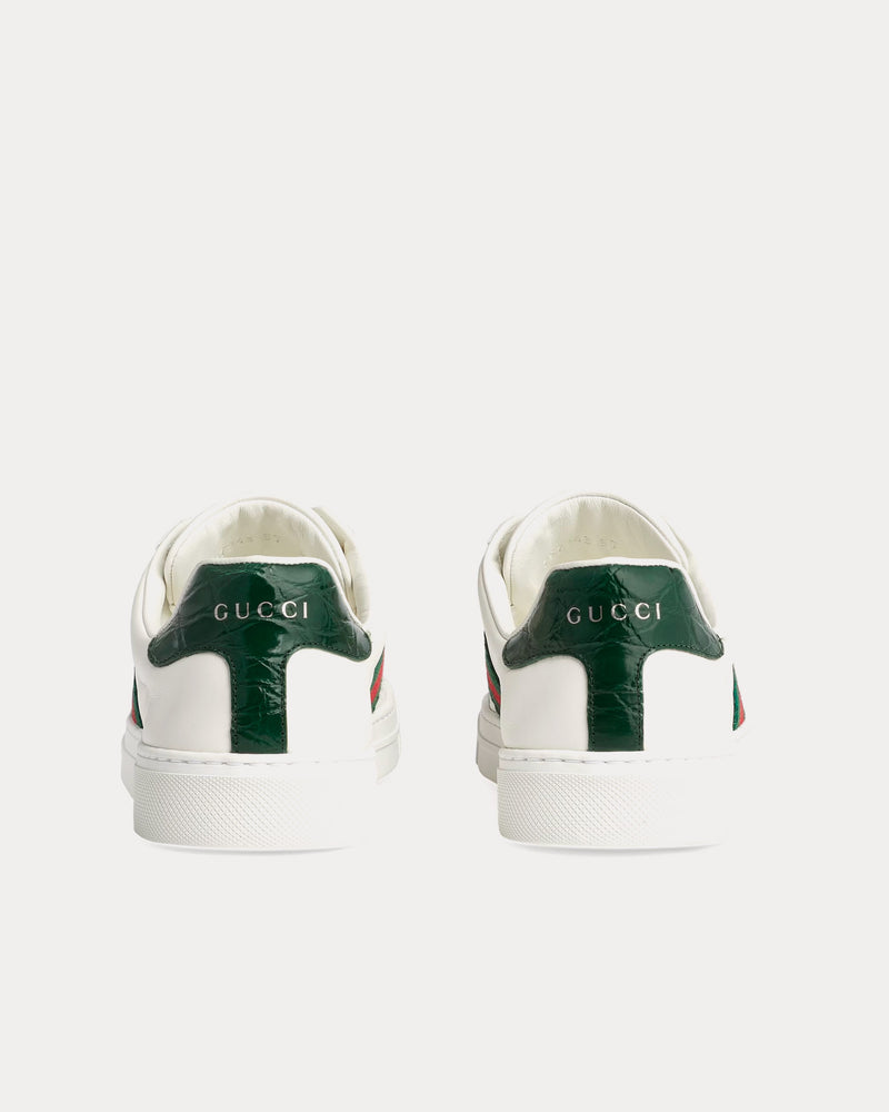 Gucci Ace With Web Leather White / Green / Red Low Top Sneakers - 4