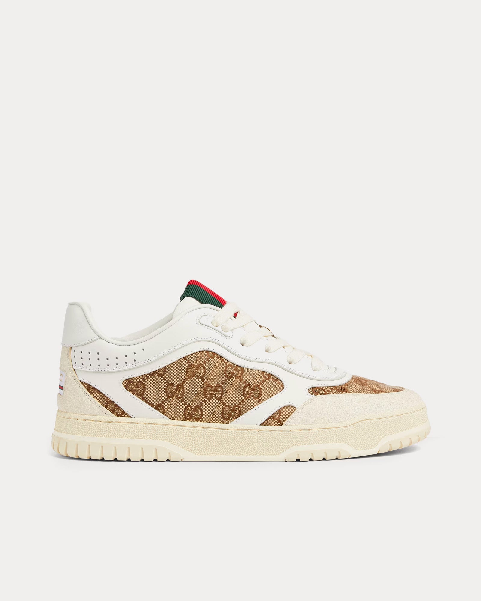 Gucci Re-Web Leather with Original GG Canvas White Low Top Sneakers - 1