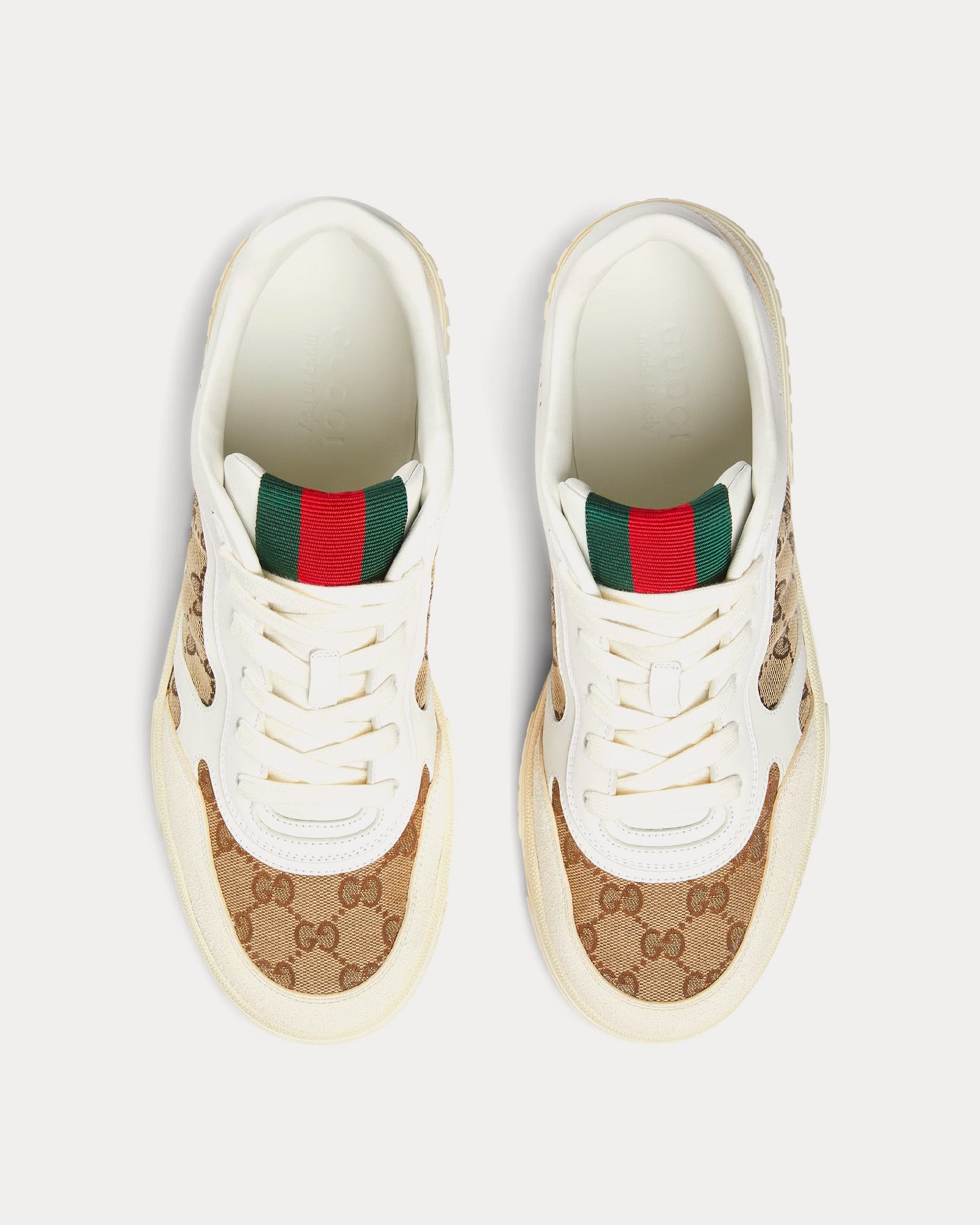 Gucci Re-Web Leather with Original GG Canvas White Low Top Sneakers - 2