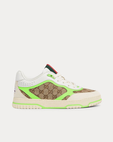 Gucci Re-Web Leather with Original GG Canvas White / Green Low Top Sneakers